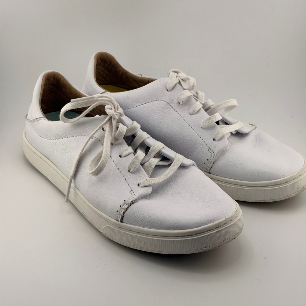 OluKai Pehuea Li'Ili White Leather Lace Up Sneakers Womens 7.5 20433-4R4R